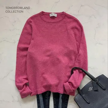 투모로우랜드 울 니트 핑크 S 새상품급 푸른빛 도는 톡톡하지 않은