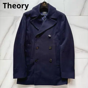 띠어리 캐시미어 울 더블 체스터 코트 네이비