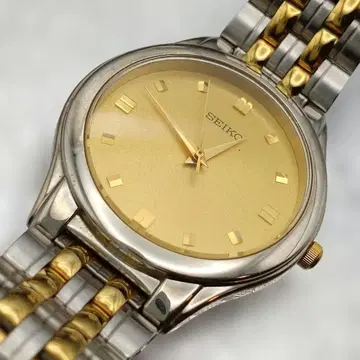 새상품 배터리 교체 완료 빈티지 SEIKO 세이코 손목시계 골드 다이얼