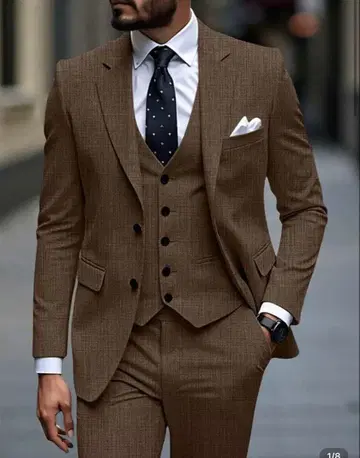 남성용 수트 브라운 커피 브라운 포멀 상하의 세트