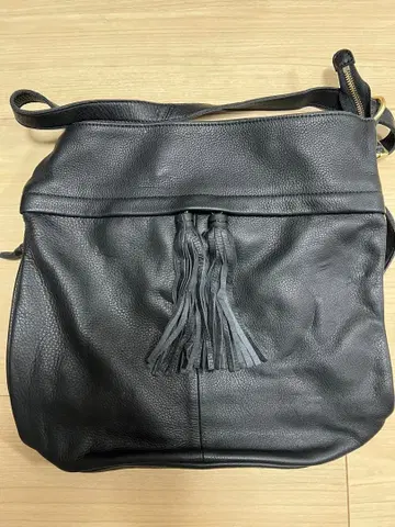 프린지 장식 블랙 가죽 숄더&백팩