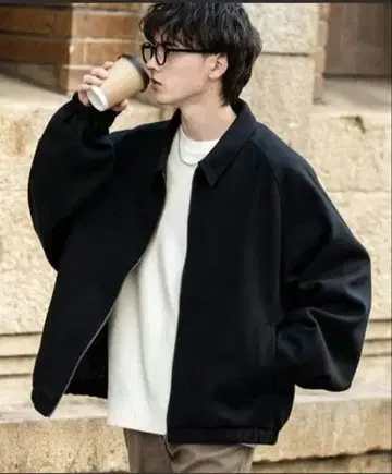 Rocky Monroe 오버 사이즈 테크 멜톤 돌먼 슬리브 블루종