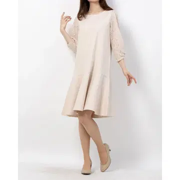 Apuweiser-riche 레이스 슬리브 미니 원피스