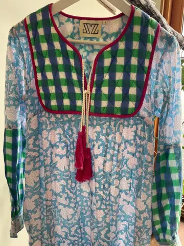 SZ 체크 무늬 꽃무늬 원피스 S