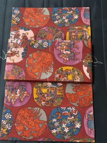 나고야 오비 크레이프 원단 다양한 색채와 무늬