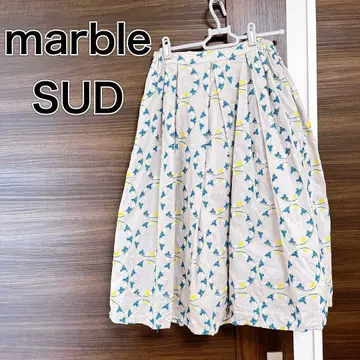 새상품급 marble sud 꽃 화관 자수 스커트 면 100% 안감 있음