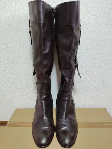 다크 브라운 가죽 롱 부츠
