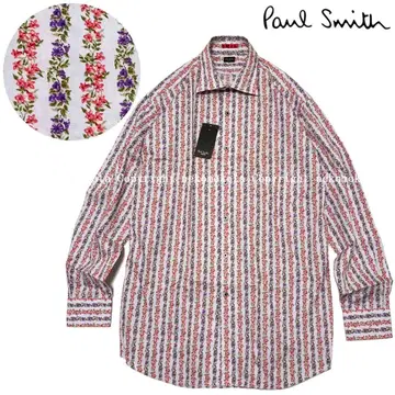 미사용품 폴스미스 꽃무늬 스트라이프 긴팔 셔츠 L Paul Smith