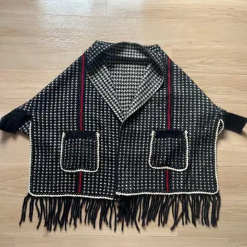 하운드투스 패턴 판초 케이프 코트