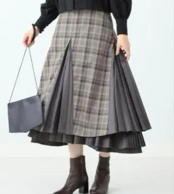 RBS 플리츠 체크 레이어드 스커트 S 사이즈