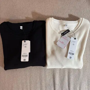 coca 크롭 니트탑 블랙 화이트 2세트