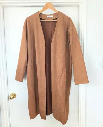 [ 미사용 ] natural mist 노카라 코트 브라운 페이크 스웨이드