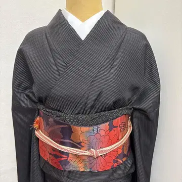 순수 실크 가로 줄무늬  블랙 팔조풍 단의 재단