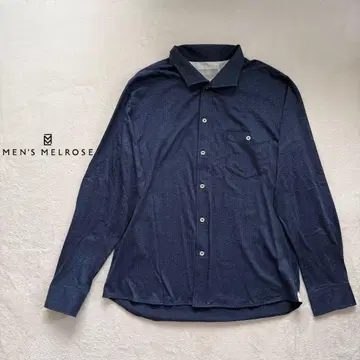 맨즈 멜로즈 코튼 셔츠 도트 무늬 빅 사이즈 긴팔 [ XL ] 네이비
