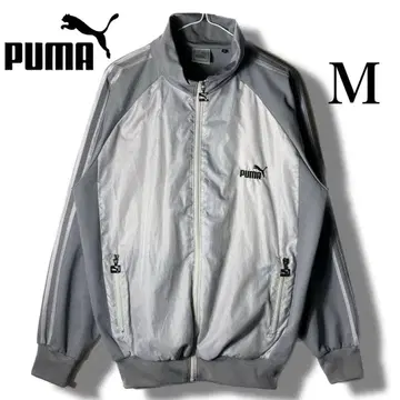 푸마 그레이 저지 블루종 집업 M 실버 나일론