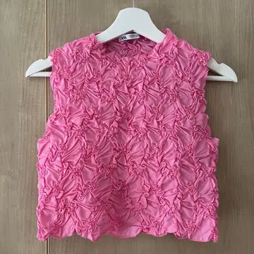 ZARA 핑크 프릴 반팔 상의