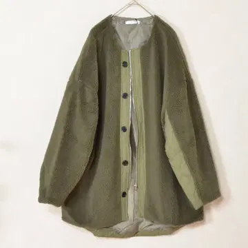 M (루즈핏) 퀼팅 보아 자켓 코트 노카라 여성용