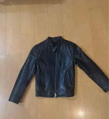 HARE 블랙 가죽 라이더 자켓