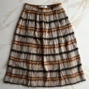 새상품급 saqui 사키 알파카 샤기 스커트 체크 롱 턱