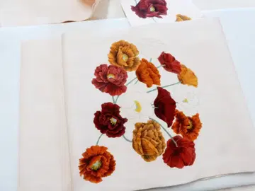 순수 실크 포피 패턴 수제 시오제 나고야 오비 옅은 카라시 나선 색