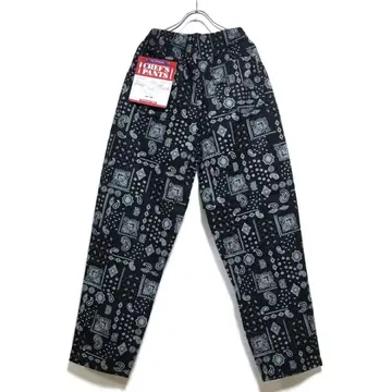 새상품 페이즐리 와이드 셰프 팬츠 남성용 블랙 XL