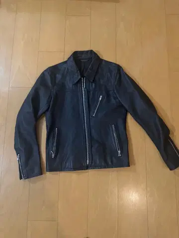 블랙 가죽 싱글 라이더 자켓