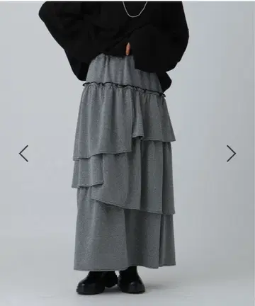 LEPSIM 렙심 라메 티어드 스커트 롱 그레이