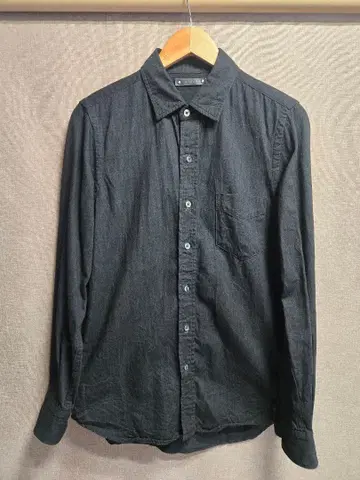 MINEDENIM 마인 데님 코튼 블랙 긴팔 셔츠