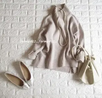 유나이티드 애로우즈 BEAUTY&YOUTH 하이넥 루즈 니트 베이지