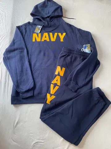 L 미사용 새상품 US NAVY 트레이닝 후드티&팬츠 상하의 세트 스웨트