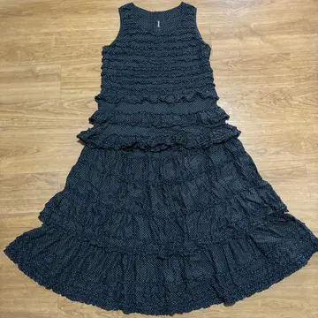 핑크하우스 면 로운 도트 셋업 블랙