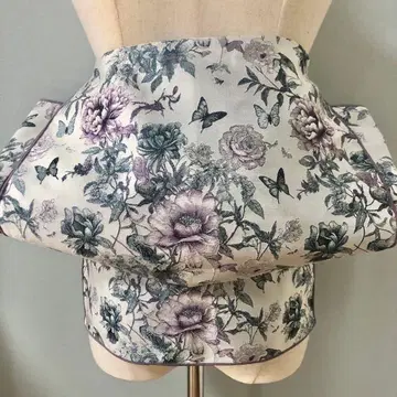 성인 헤코 오비 버터플라이 가든 바이올렛 긴 자카드 헤코 오비 반폭 오비