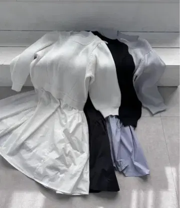 니트 x 타프타 도킹 원피스