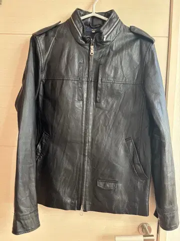 천연 가죽 블랙 가죽 라이더 자켓