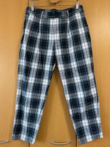 체크 무늬 슬랙스 (그린 화이트)