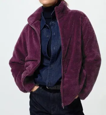 UNIQLO 퍼 리프 플리스 풀 지퍼 자켓