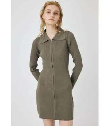 moussy ZIP UP LS MINI 드레스 카키
