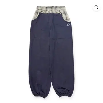 HTH 체크 스위칭 스웨트 팬츠 네이비
