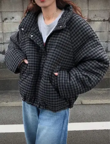 새상품 SHEIN 체크 무늬 다운 자켓 191115402