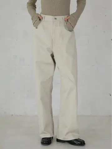 LAPEAUDEGEM 하이웨이스트 스트레이트 트윌 팬츠