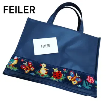 새상품급 학교 페이러 FEILER 하이디 자수 토트 핸드백