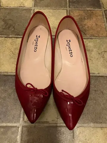 Repetto 빨간색 스틸레토 플랫 발레 슈즈