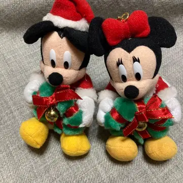 디즈니랜드 미키&미니 크리스마스 봉제 인형 키링