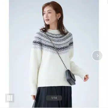 23구 페어아일 니트 모노톤 패턴 노르딕 M 알파카 혼방