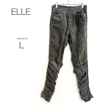 [엘르] 셔링 팬츠 [L] 코듀로이 허리밴딩 빅 사이즈 슬림 레그