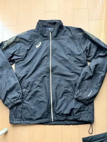 ASICS 블랙 나일론 저지 상하의 세트 S