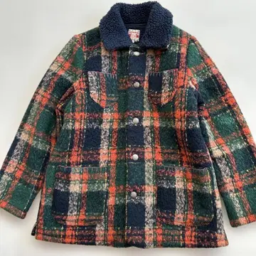 티티카카 올 패턴 체크의 귀여운 보아 자켓 코트 프리 사이즈