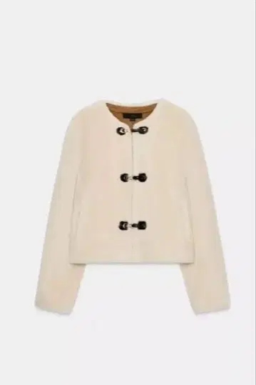ZARA 인조 모피 토글 버튼 자켓 에크루 M