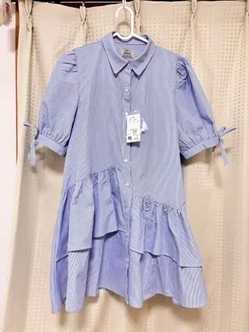 셔츠 원피스 반팔 프릴 리본 포함