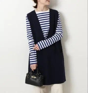 Spick&Span 스픽 앤 스팬 롱 니트 베스트 네이비